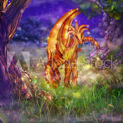 An enigmatic kind fairy-tale creature is at night