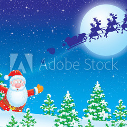 Santa Claus runs after his sledge