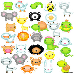Big set of baby animals