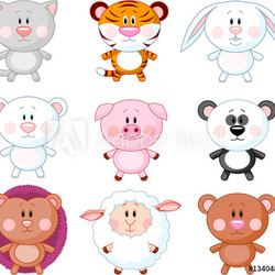 Cute animals cartoon set. Vector