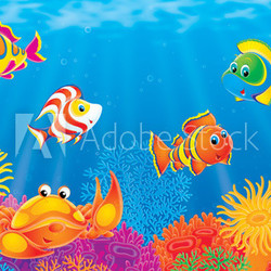 Crab and Coral fishes