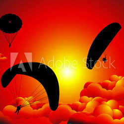 Parachute in the sunset