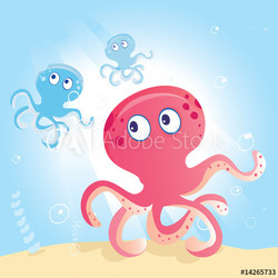 Ocean Octopus. Underwater Octopus. Vector Illustration.