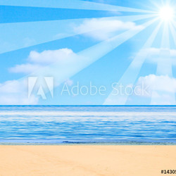 Cartoon sun illustration over sea