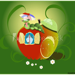 Caterpillar with a umbrella