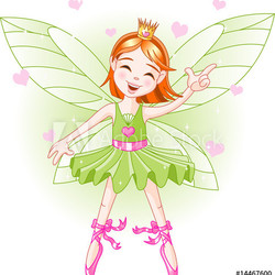 Cute green fairy ballerina flying