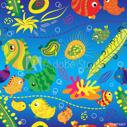 Seamless background with tropical fish