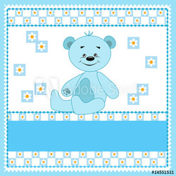 Cartoon funny bear. Blue.