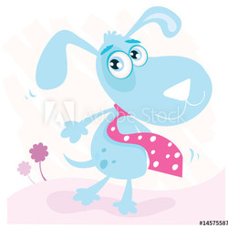 Cute doggie in park. Vector Illustration