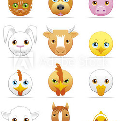 Pets and farm animals icons
