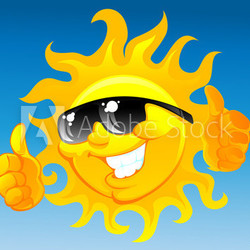 cartoon sun in sunglasses