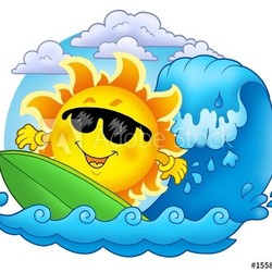 Surfing Sun with clouds