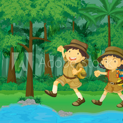 rainforest and water cartoon scene