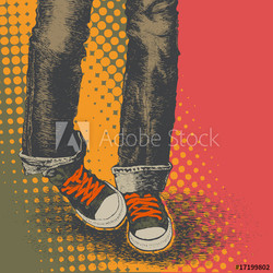 background with jeans and sneakers
