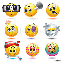 Smiley balls with different diseases