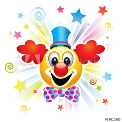 Smiley ball as clown in the circus