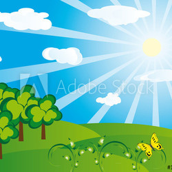 Green landscape on a sunny day