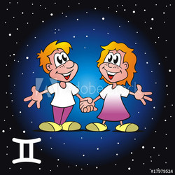 Sternzeichen Zwilling mit Nachthimmel