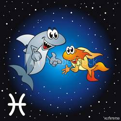 Sternzeichen Fische mit Nachthimmel