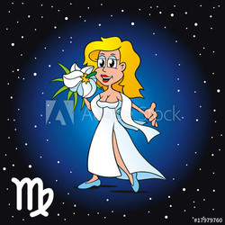 Sternzeichen Jungfrau mit Nachthimmel