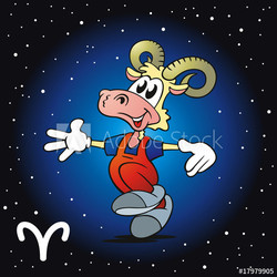 Sternzeichen Widder mit Nachthimmel