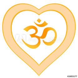 Herz Mandala Om-Symbol Aum Zeichen, rot orange gelb