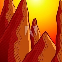 Illustration of mountain and sunset background