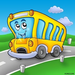 Yellow school bus on road