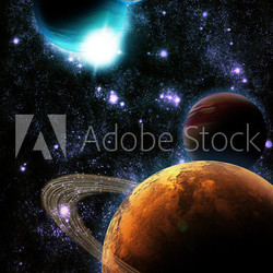 Abstract planet with sun flare in deep space - star nebula again