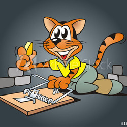 Katze mit Falle im Keller