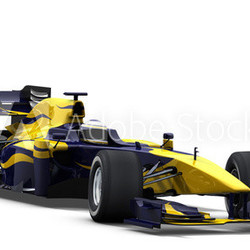 race car on white - blue & yellow