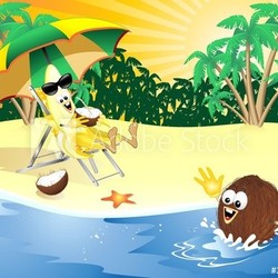 Frutta Tropico Cartoon-Funny Tropical Fruit-2-Vector