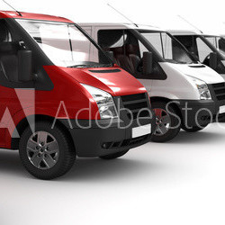 Roter Transporter zwischen Weißen (fokusiert)