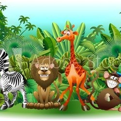 Animali Selvaggi Cartoon Giungla-Wild Animals Background-Vector