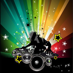 LIghts Explosion Disco Flyer with DJ shape