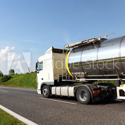 A big fuel tanker truck
