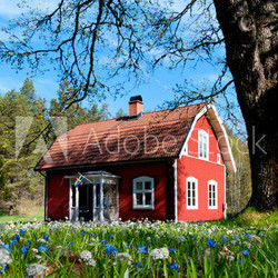 Typisches rotes Holzhaus in Schweden