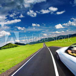 Sports car in motion blur