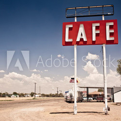 Cafe sign along historic Route 66 in Texas.