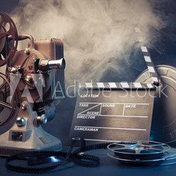 old film projector and movie objects