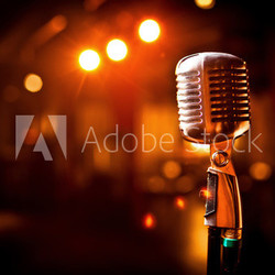 Retro microphone on stage