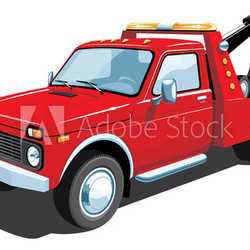 Vector isolated red tow truck