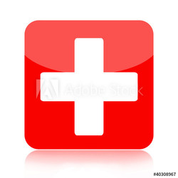 First aid medical button isolated on white