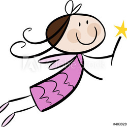 Cartoon-Zeichnung: Fröhliche kleine Fee