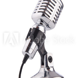 Retro vintage microphone isolated on white