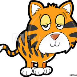 Sleepy Lazy Tiger Animal Vector Illustration Art