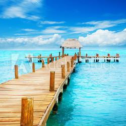 Vacation in Tropic Paradise. Jetty on Isla Mujeres, Mexico