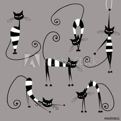 Funny striped cats, collection for your design