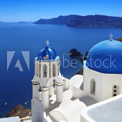 Santorini with Traditional Church in Oia, Greece