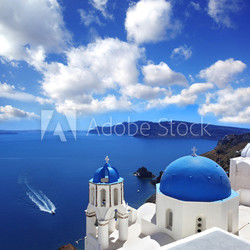 Santorini with Traditional Church in Oia, Greece
